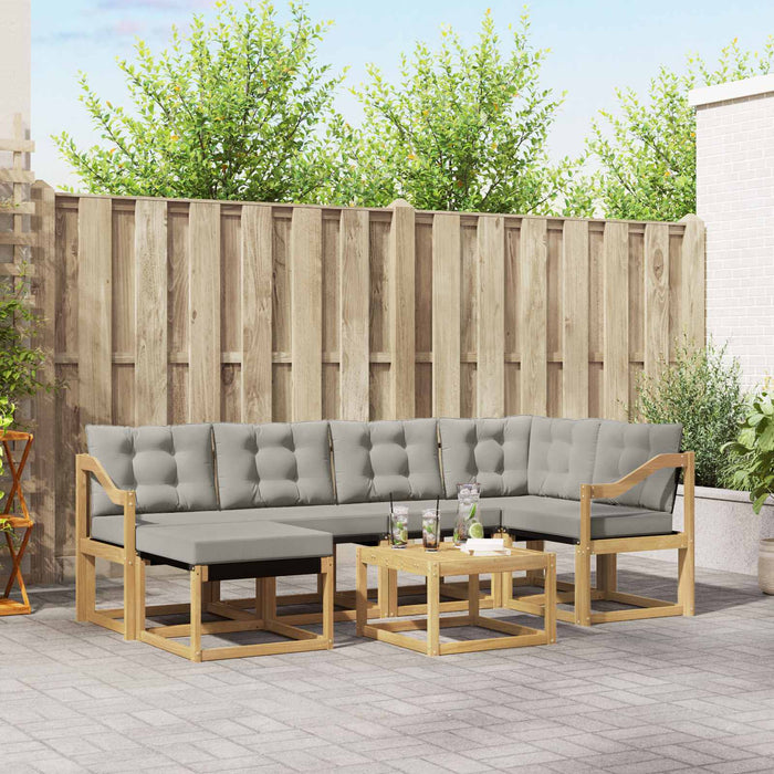 Set de canapele de exterior cu pernă 7 pcs Alb și gri deschis WALTI
