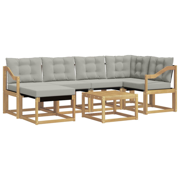 Set de canapele de exterior cu pernă 7 pcs Alb și gri deschis WALTI