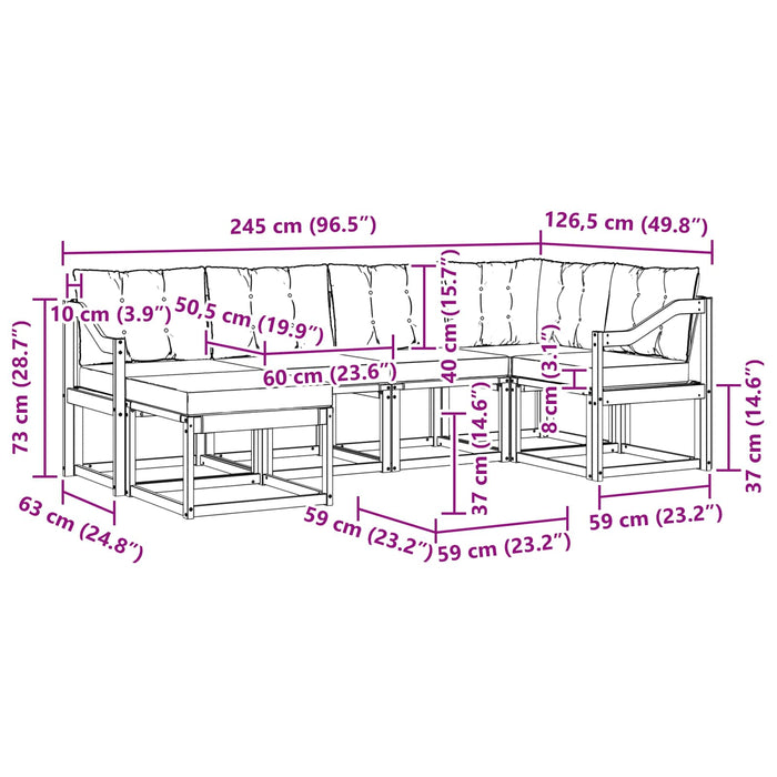 Set de canapele de exterior cu pernă 7 pcs Alb și gri deschis WALTI