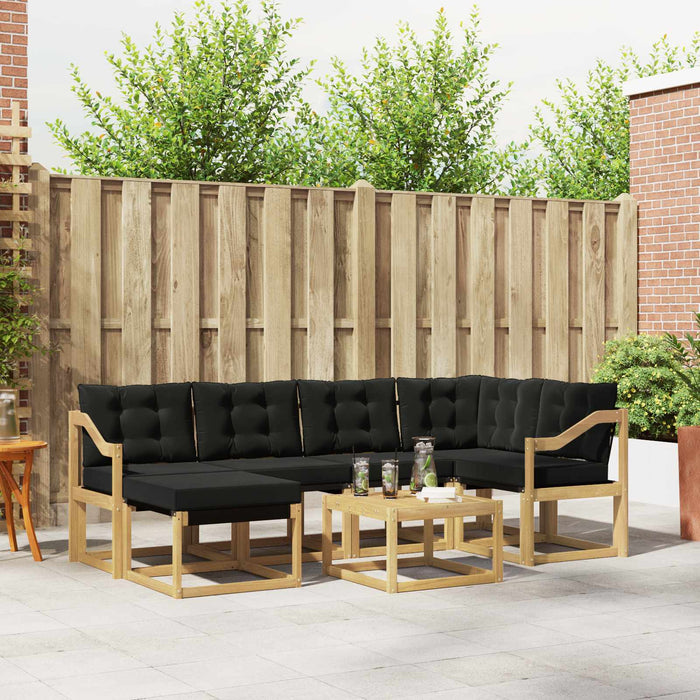 Set de canapele de exterior cu pernă 7 pcs Alb și negru WALTI