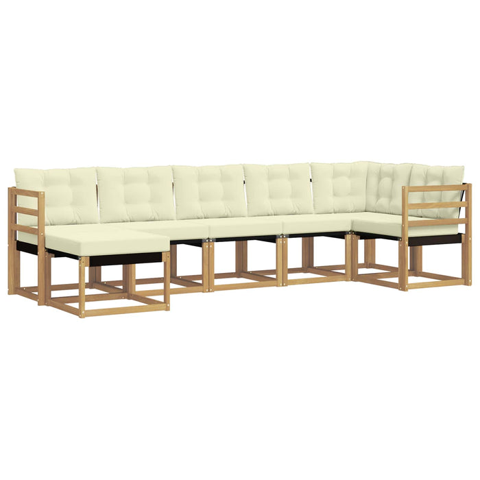 Set de canapele de exterior cu pernă 7 pcs Alb și crem WALTI