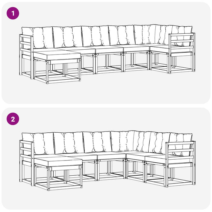 Set de canapele de exterior cu pernă 7 pcs Alb și gri deschis WALTI
