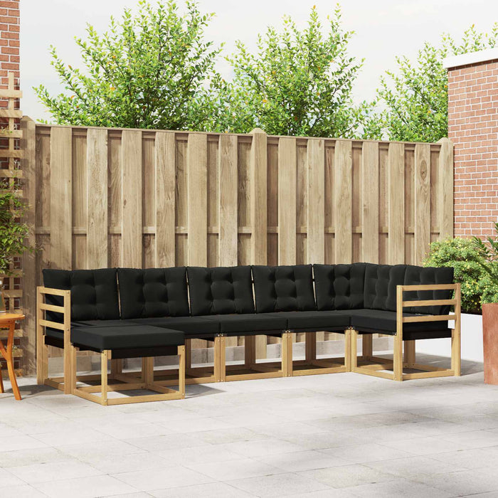 Set de canapele de exterior cu pernă 7 pcs Alb și negru WALTI