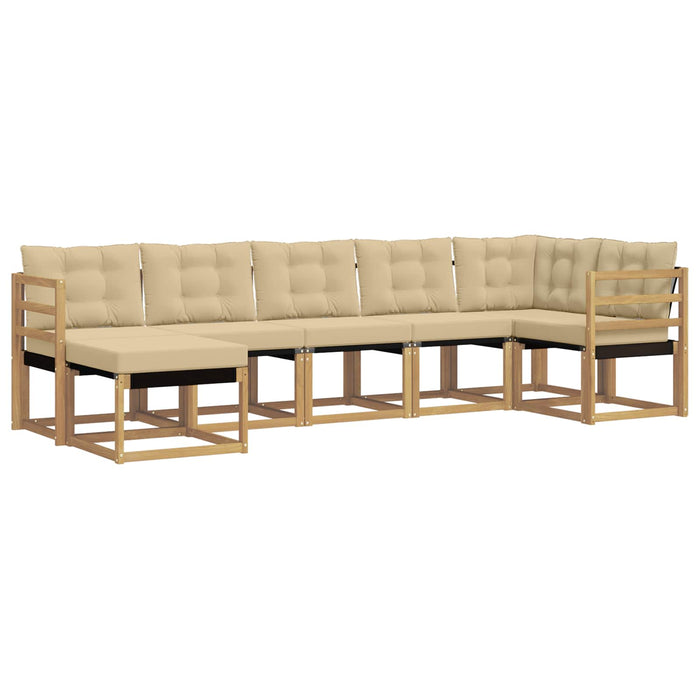 Set de canapele de exterior cu pernă 7 pcs Alb și Bej WALTI