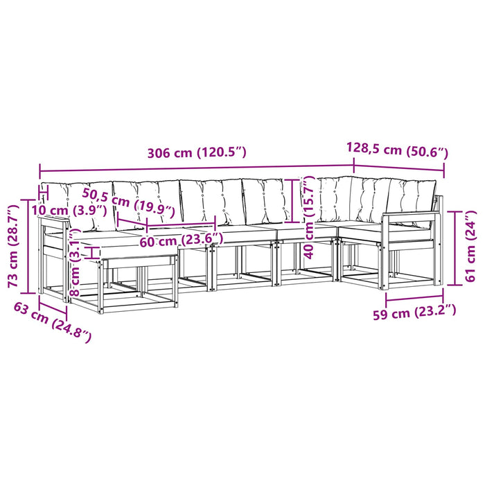 Set de canapele de exterior cu pernă 7 pcs Alb și Bej WALTI