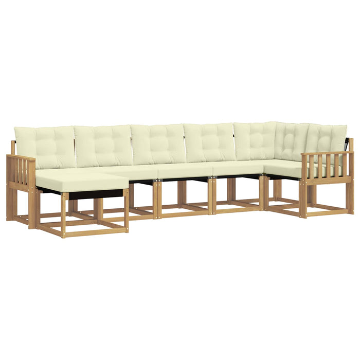 Set de canapele de exterior cu pernă 7 pcs Alb și crem WALTI