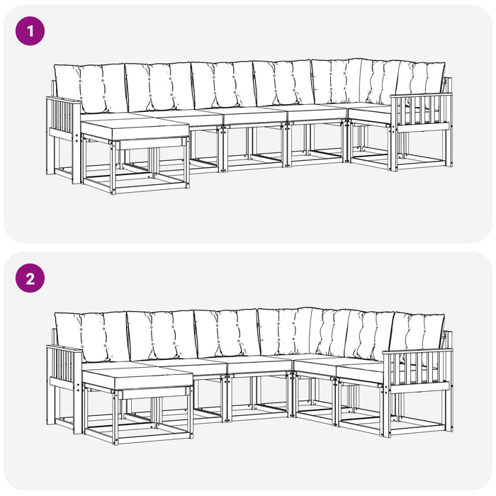Set de canapele de exterior cu pernă 7 pcs Alb și gri deschis WALTI