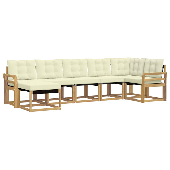 Set de canapele de exterior cu pernă 7 pcs Alb și crem WALTI