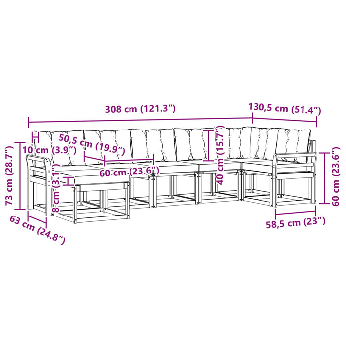 Set de canapele de exterior cu pernă 7 pcs Alb și crem WALTI