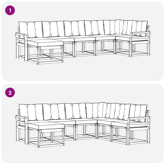 Set de canapele de exterior cu pernă 7 pcs Alb și crem WALTI