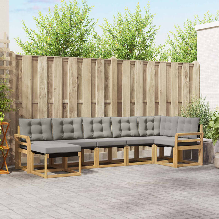 Set de canapele de exterior cu pernă 7 pcs Alb și gri deschis WALTI