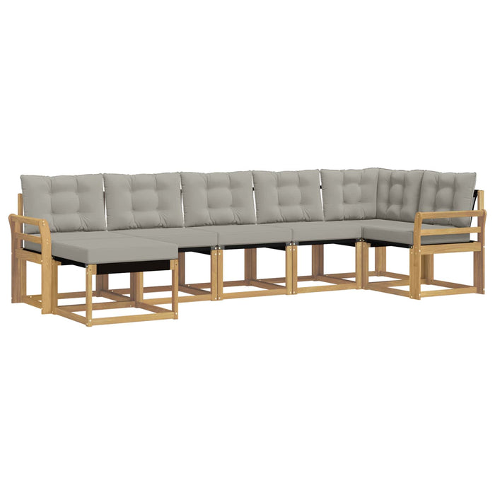 Set de canapele de exterior cu pernă 7 pcs Alb și gri deschis WALTI