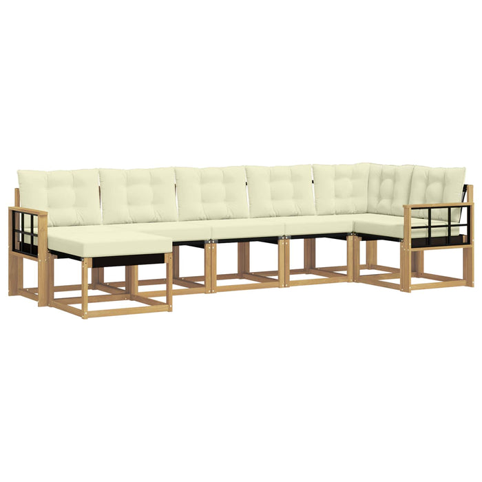 Set de canapele de exterior cu pernă 7 pcs Alb și crem WALTI