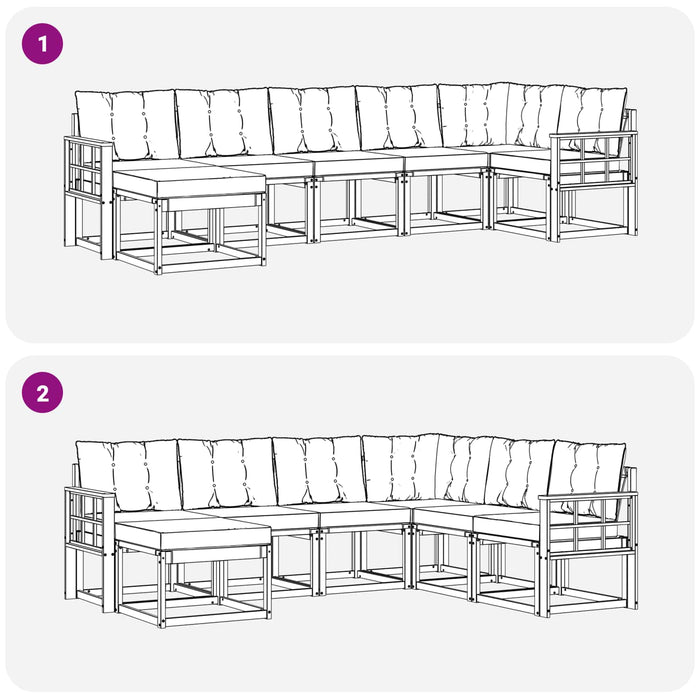 Set de canapele de exterior cu pernă 7 pcs Alb și Bej WALTI