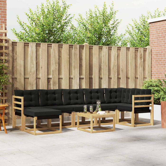 Set de canapele de exterior cu pernă 8 pcs Alb și negru WALTI
