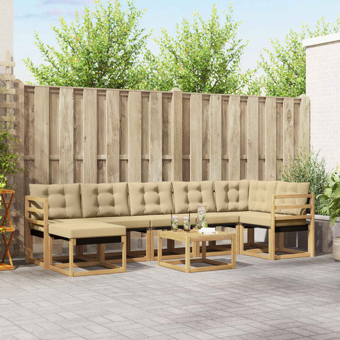 Set de canapele de exterior cu pernă 8 pcs Alb și Bej WALTI