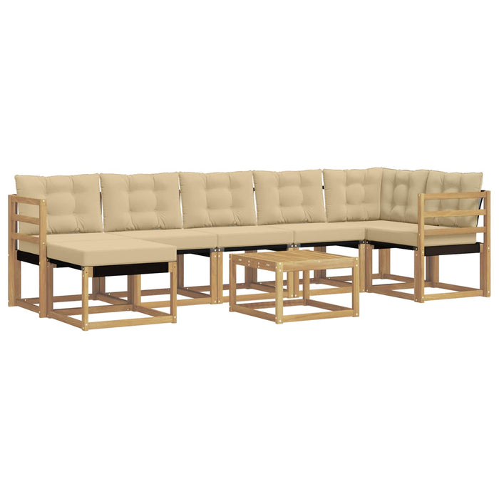 Set de canapele de exterior cu pernă 8 pcs Alb și Bej WALTI