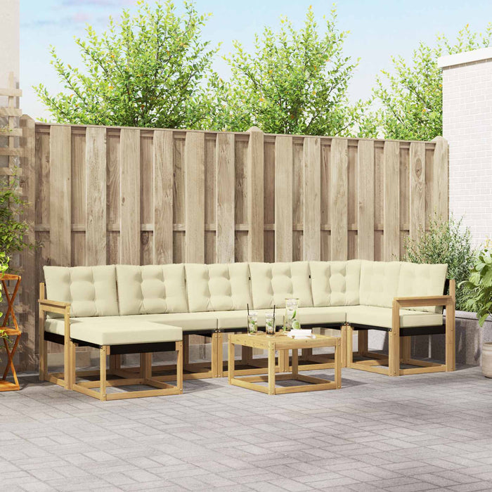 Set de canapele de exterior cu pernă 8 pcs Alb și crem WALTI
