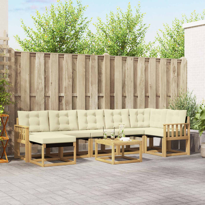 Set de canapele de exterior cu pernă 8 pcs Alb și crem WALTI