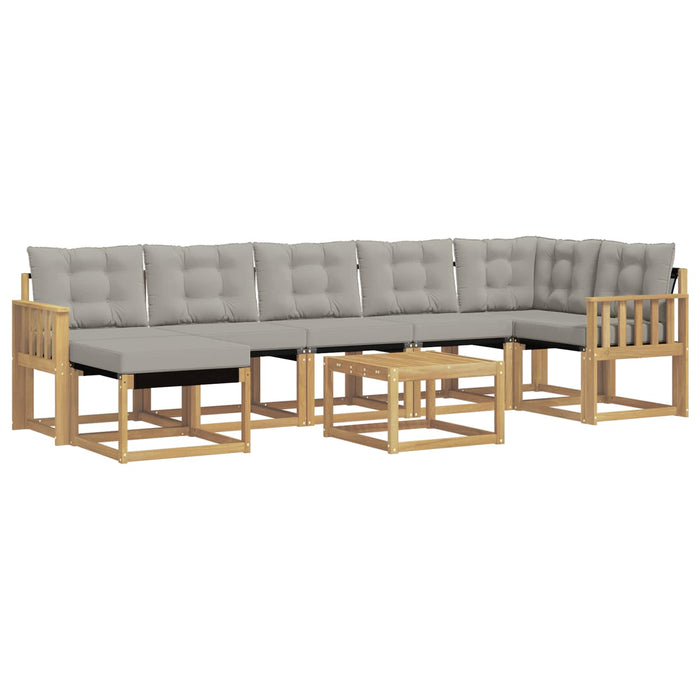 Set de canapele de exterior cu pernă 8 pcs Alb și gri deschis WALTI