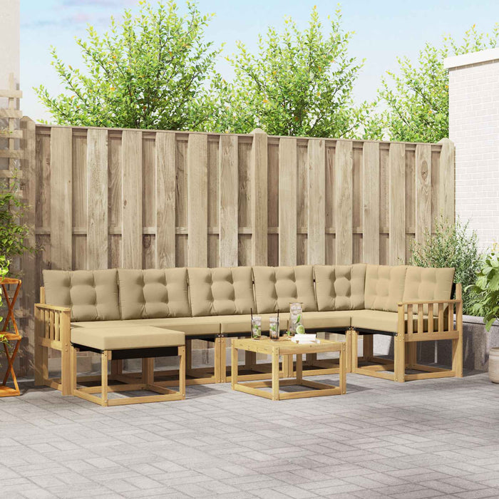 Set de canapele de exterior cu pernă 8 pcs Alb și Bej WALTI