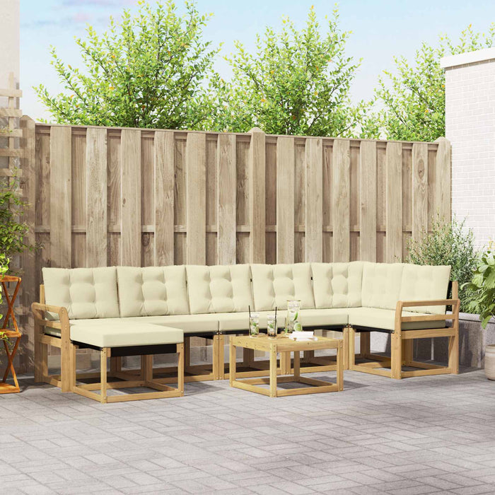 Set de canapele de exterior cu pernă 8 pcs Alb și crem WALTI