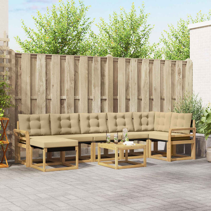 Set de canapele de exterior cu pernă 8 pcs Alb și Bej WALTI