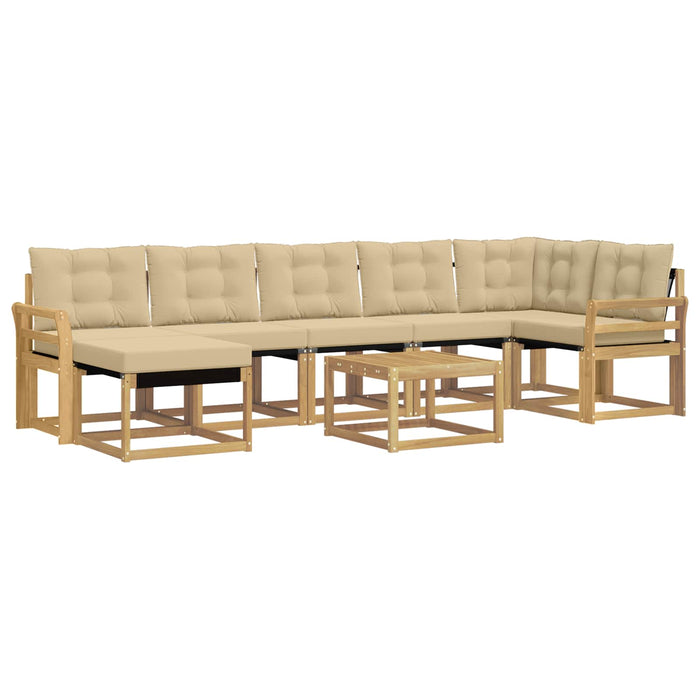 Set de canapele de exterior cu pernă 8 pcs Alb și Bej WALTI