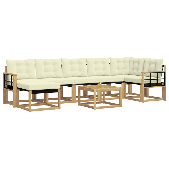 Set de canapele de exterior cu pernă 8 pcs Alb și crem WALTI