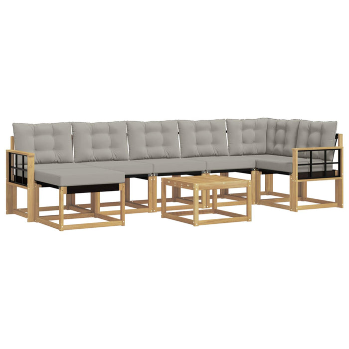 Set de canapele de exterior cu pernă 8 pcs Alb și gri deschis WALTI