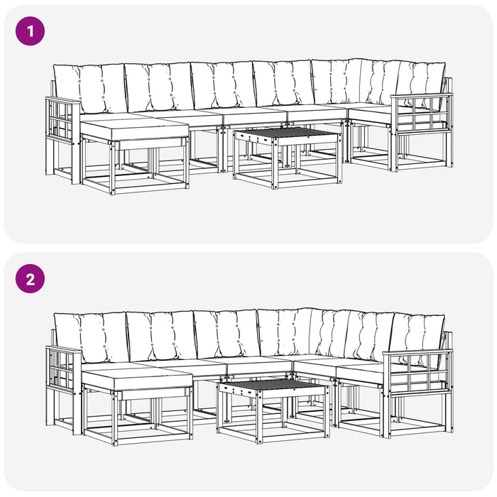 Set de canapele de exterior cu pernă 8 pcs Alb și Bej WALTI