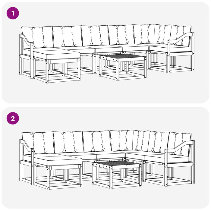 Set de canapele de exterior cu pernă 8 pcs Alb și gri deschis WALTI