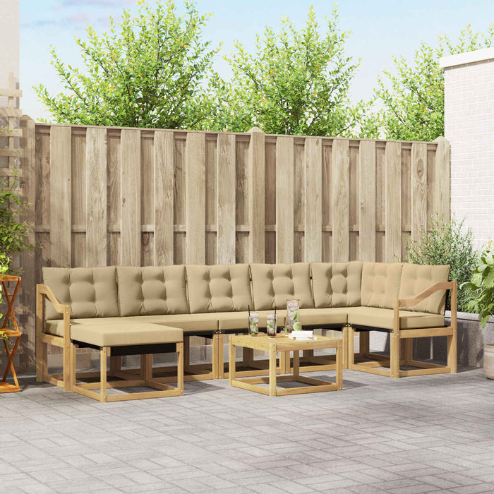 Set de canapele de exterior cu pernă 8 pcs Alb și Bej WALTI