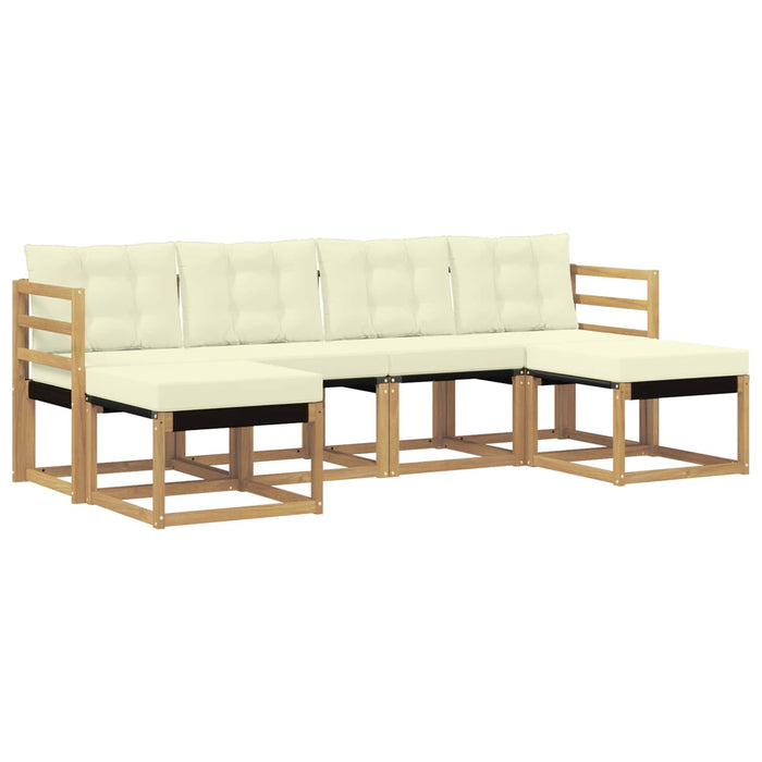 Set de canapele de exterior cu pernă 6 pcs Alb și crem WALTI