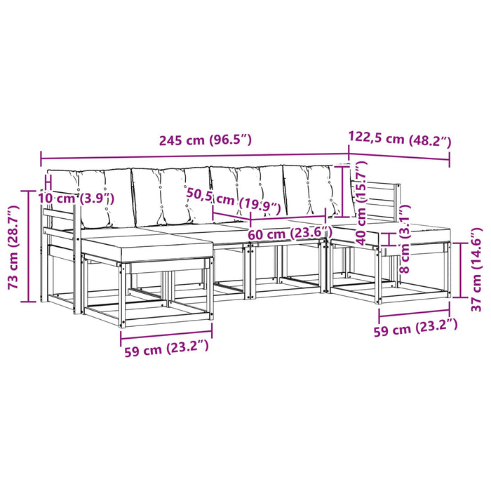 Set de canapele de exterior cu pernă 6 pcs Alb și crem WALTI