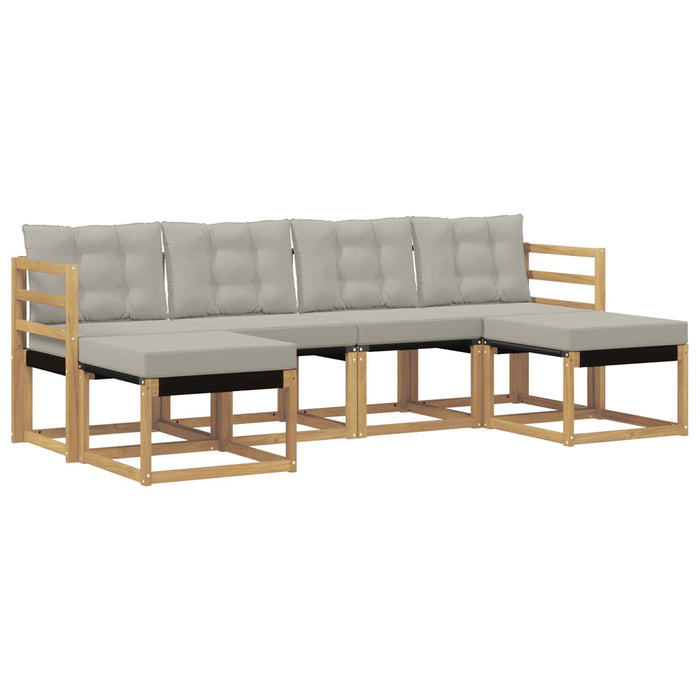 Set de canapele de exterior cu pernă 6 pcs Alb și gri deschis WALTI