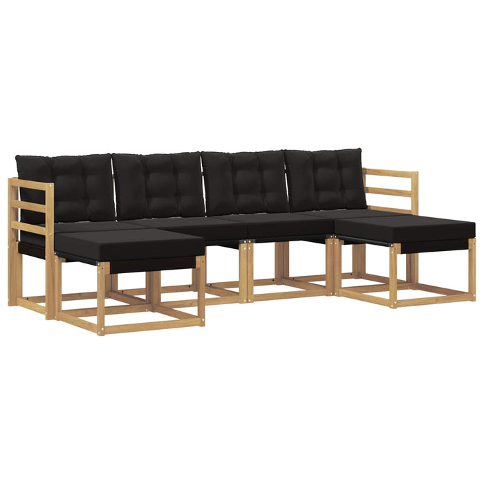 Set de canapele de exterior cu pernă 6 pcs Alb și negru WALTI