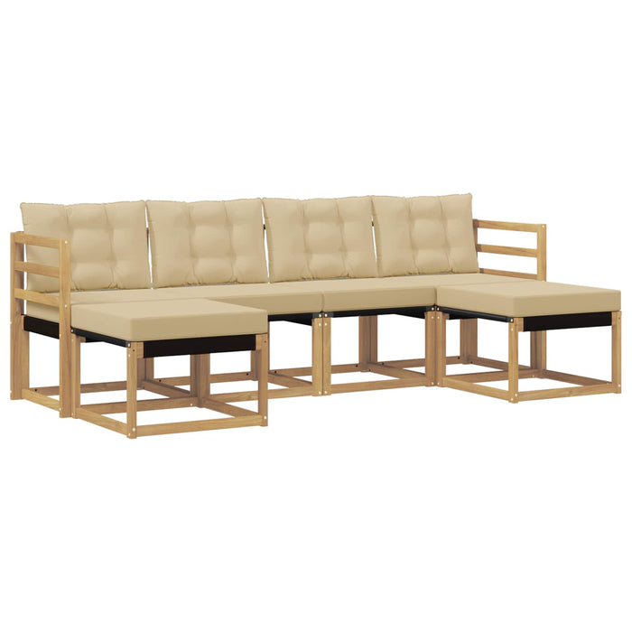 Set de canapele de exterior cu pernă 6 pcs Alb și Bej WALTI
