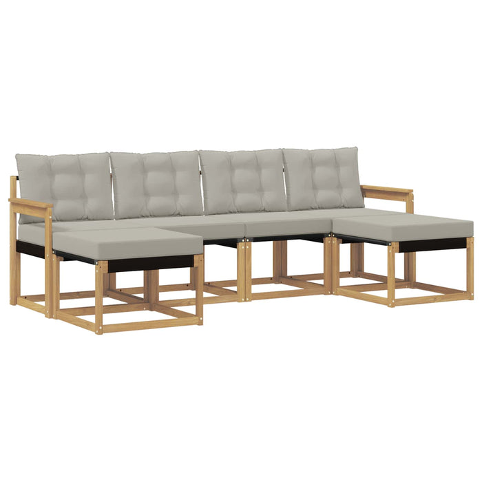 Set de canapele de exterior cu pernă 6 pcs Alb și gri deschis WALTI