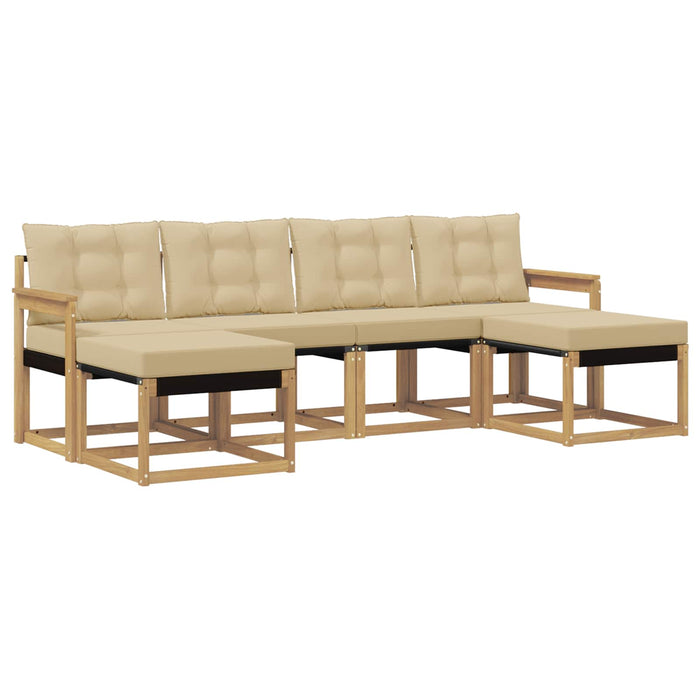 Set de canapele de exterior cu pernă 6 pcs Alb și Bej WALTI