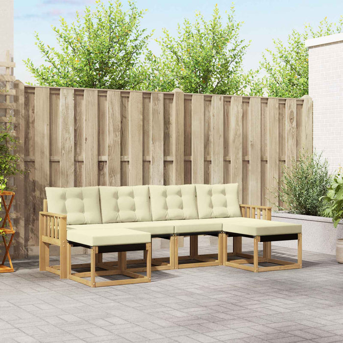 Set de canapele de exterior cu pernă 6 pcs Alb și crem WALTI