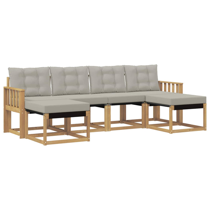 Set de canapele de exterior cu pernă 6 pcs Alb și gri deschis WALTI