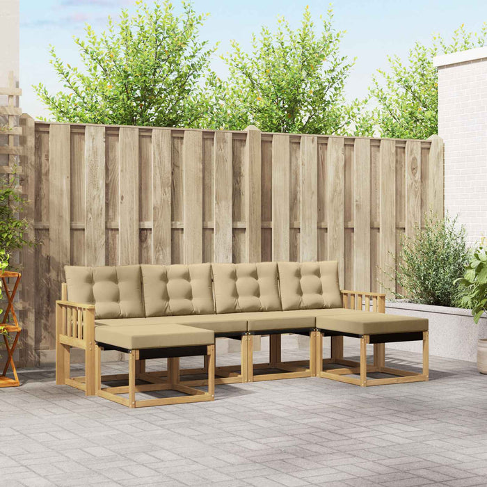 Set de canapele de exterior cu pernă 6 pcs Alb și Bej WALTI