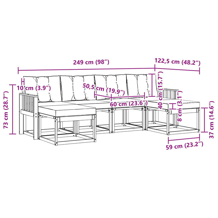 Set de canapele de exterior cu pernă 6 pcs Alb și Bej WALTI