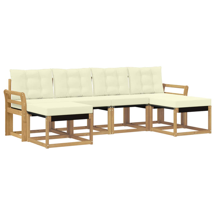 Set de canapele de exterior cu pernă 6 pcs Alb și crem WALTI