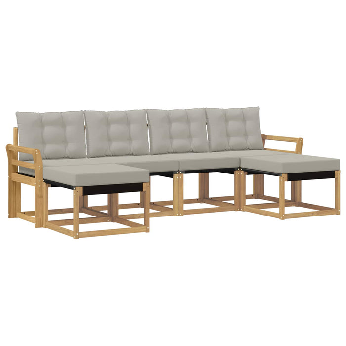 Set de canapele de exterior cu pernă 6 pcs Alb și gri deschis WALTI
