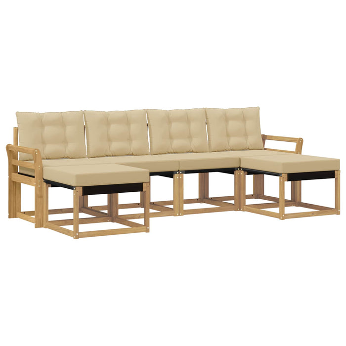 Set de canapele de exterior cu pernă 6 pcs Alb și Bej WALTI