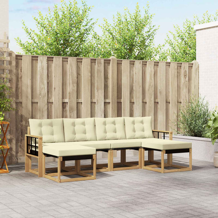Set de canapele de exterior cu pernă 6 pcs Alb și crem WALTI