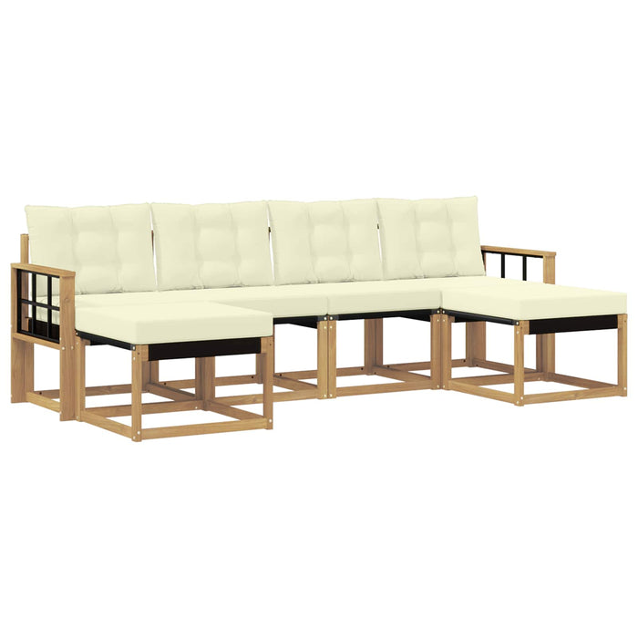 Set de canapele de exterior cu pernă 6 pcs Alb și crem WALTI