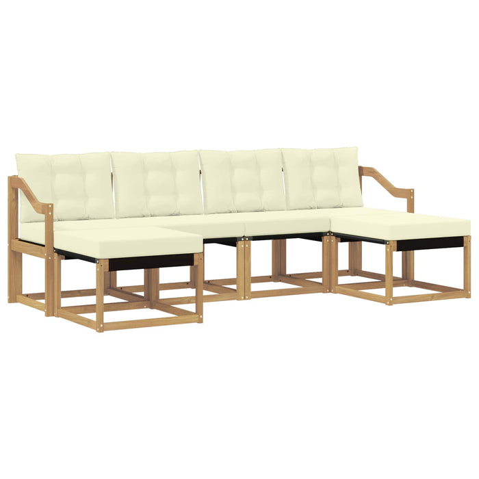 Set de canapele de exterior cu pernă 6 pcs Alb și crem WALTI